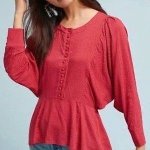 MAEVE Chatham Red Polka Dot Dolman Blouse XS
